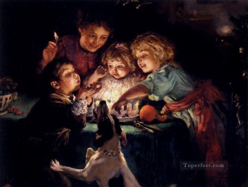 Impresionismo Painting - Snapdragon niños idílicos Arthur John Elsley impresionismo